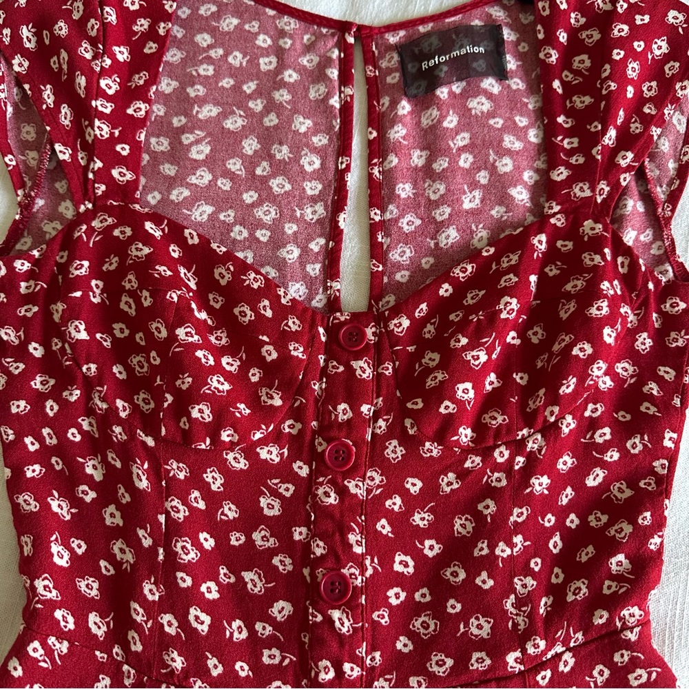 Reformation Red Floral Mini Dress - Picture 5 of 11